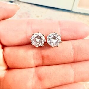 Silver Earrings with Sparkling Clear Stones